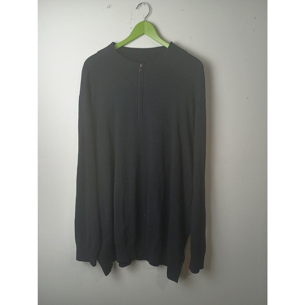 HB Men's Black Half‎ Zip Sweater light Weight Size 3X Long sleeve Classic knit